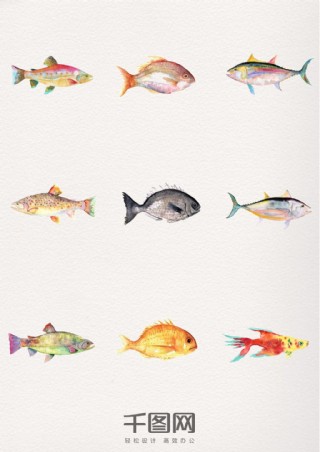 海洋小鱼卡通画