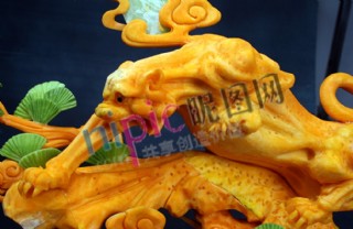 食品雕刻艺术南瓜老人头像寿星雕