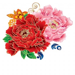 中国风牡丹花开富贵图案元素