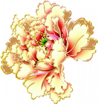 高贵金边牡丹png图案