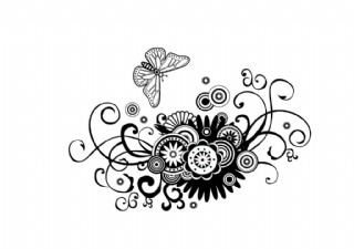 手绘哥特式花卉矢量素材装饰图案