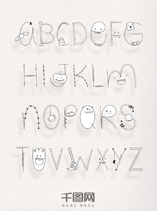 26个手绘线条可爱艺术字母
