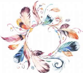 旋转羽毛花环卡通透明素材