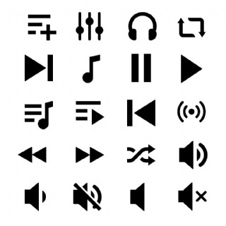 音乐播放器的黑色图标