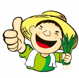 卡通农民水稻图