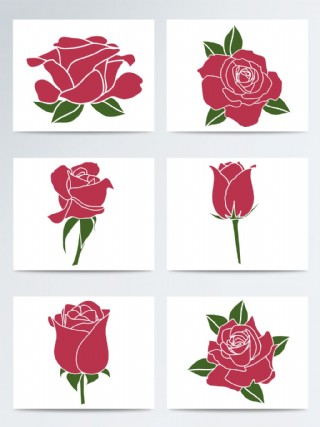 手绘矢量蔷薇线条花朵