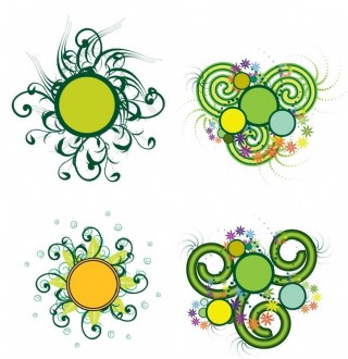 屏风隔断窗花雕花矢量图