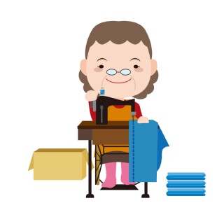 母亲节彩色手绘卡通缝衣服的妈妈