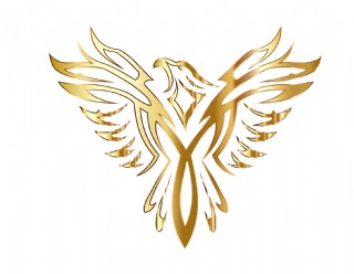 卡通金色线条雄鹰图腾元素