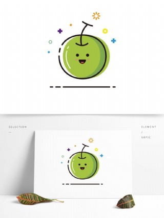 青苹果水果mbe卡通可爱夏季处暑矢量元素