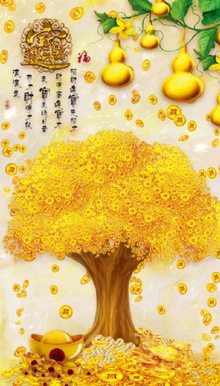 黄金招财树图片